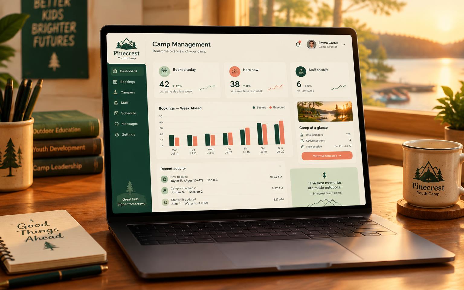 Program overview dashboard on a laptop